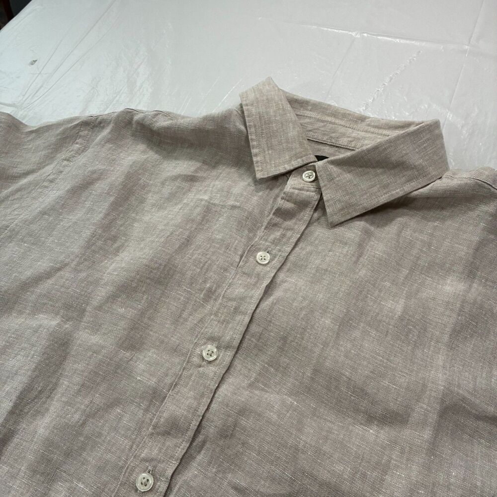 Quince Linen Shirt Mens XL Sand 100% European Flax Linen Button Down
